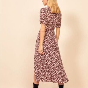 Reformation Gio Dress in Burgundy and White